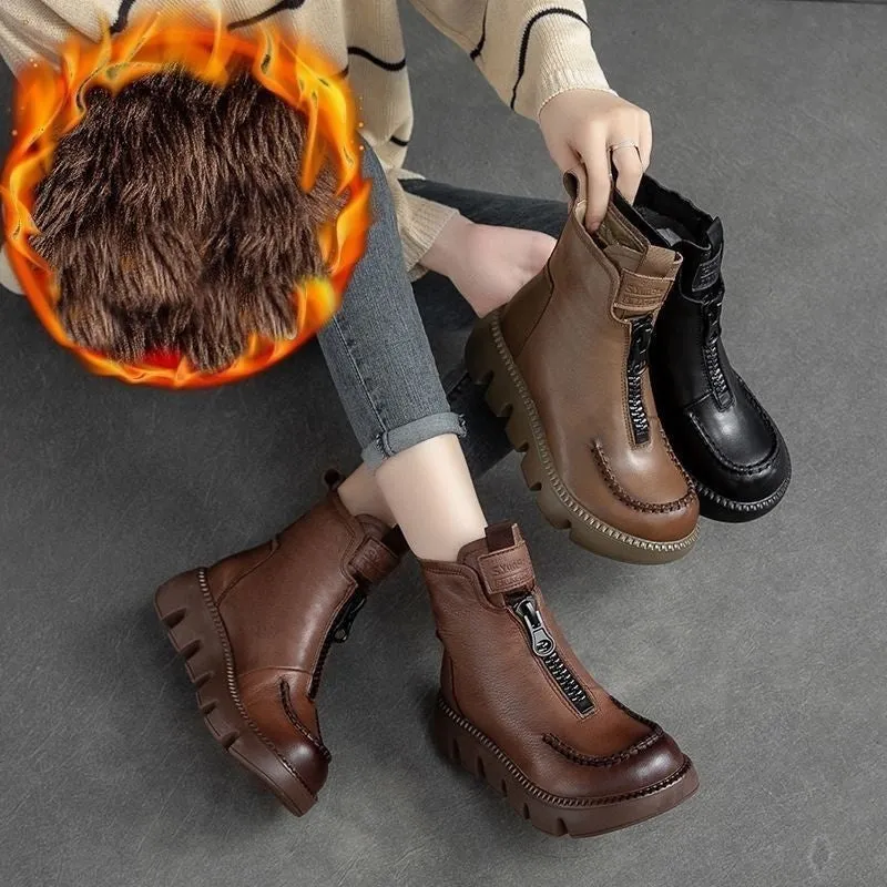 🔥50% OFF🔥Women's Retro PU Leather Warm Short Boots 🔥 Free Shipping🔥