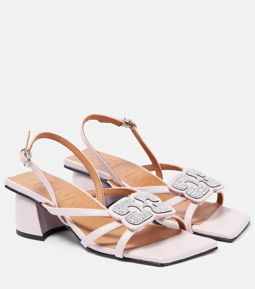 Ganni Embellished faux leather sandals