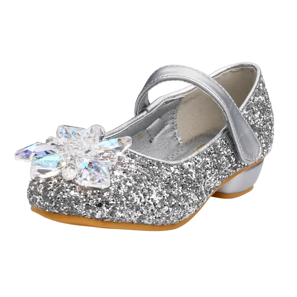Girls Princess Wedding Party Dress Shoes Mary Jane Low Heel shoes with Rhinestone(Toddler/Little Kid/Big Kid)