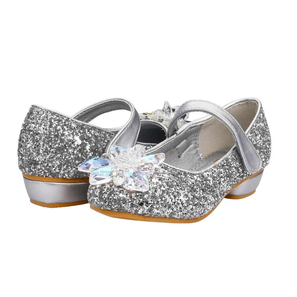 Girls Princess Wedding Party Dress Shoes Mary Jane Low Heel shoes with Rhinestone(Toddler/Little Kid/Big Kid)