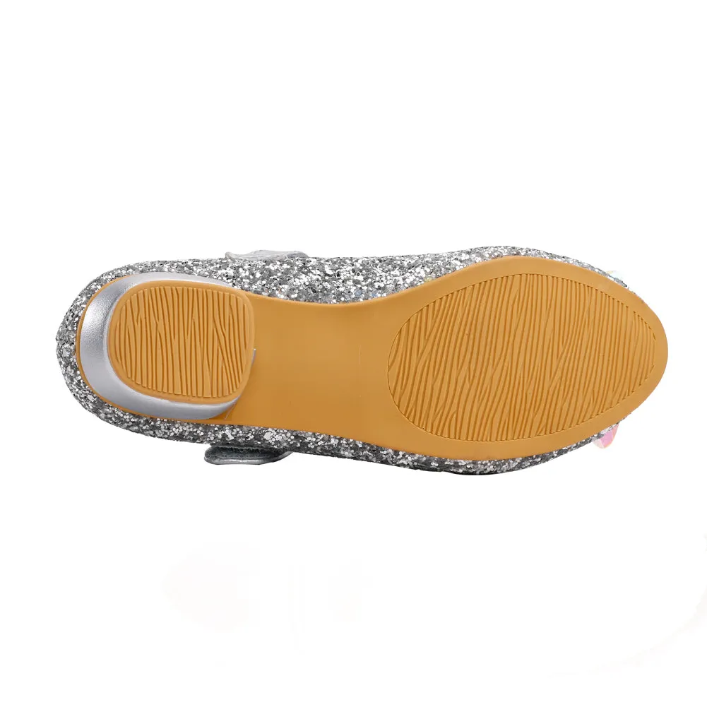 Girls Princess Wedding Party Dress Shoes Mary Jane Low Heel shoes with Rhinestone(Toddler/Little Kid/Big Kid)