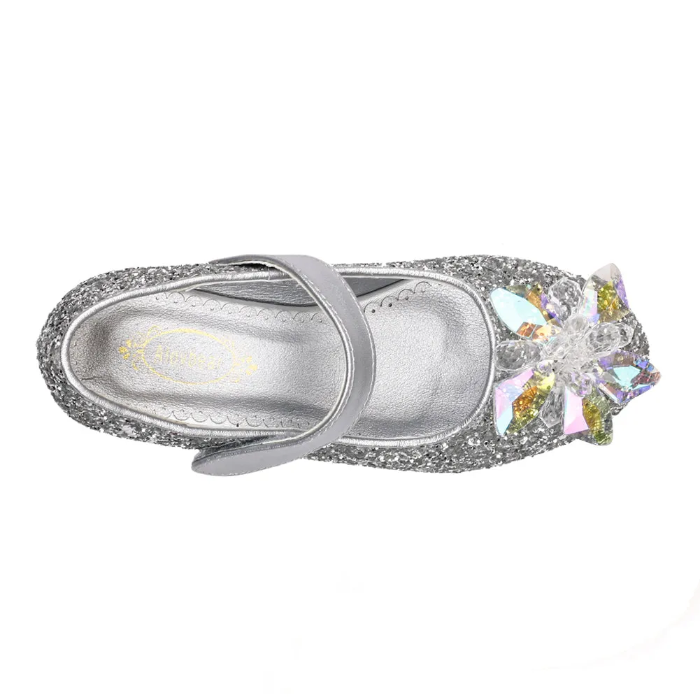 Girls Princess Wedding Party Dress Shoes Mary Jane Low Heel shoes with Rhinestone(Toddler/Little Kid/Big Kid)