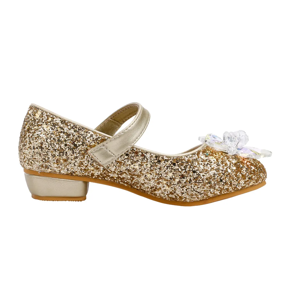 Girls Princess Wedding Party Dress Shoes Mary Jane Low Heel shoes with Rhinestone(Toddler/Little Kid/Big Kid)