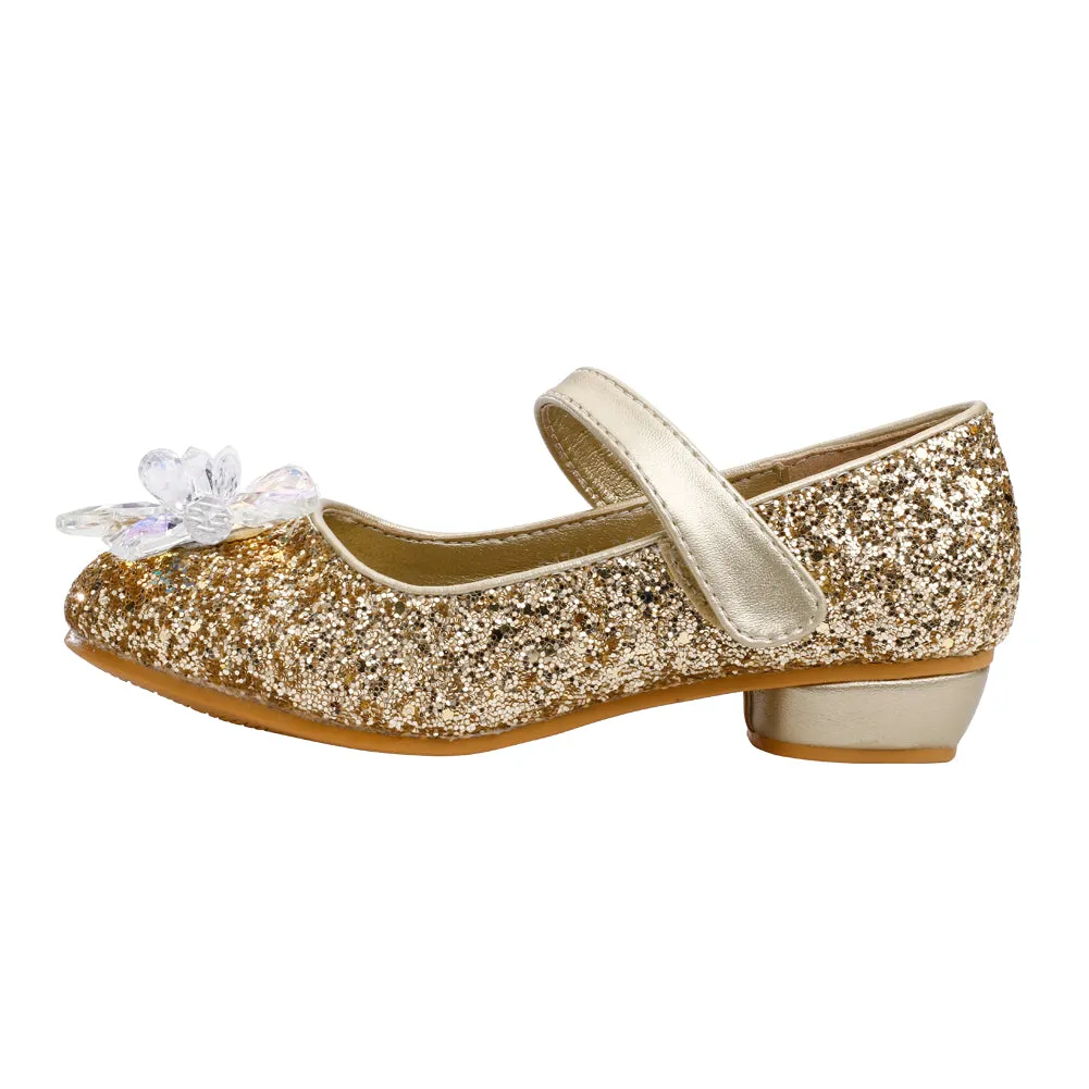 Girls Princess Wedding Party Dress Shoes Mary Jane Low Heel shoes with Rhinestone(Toddler/Little Kid/Big Kid)