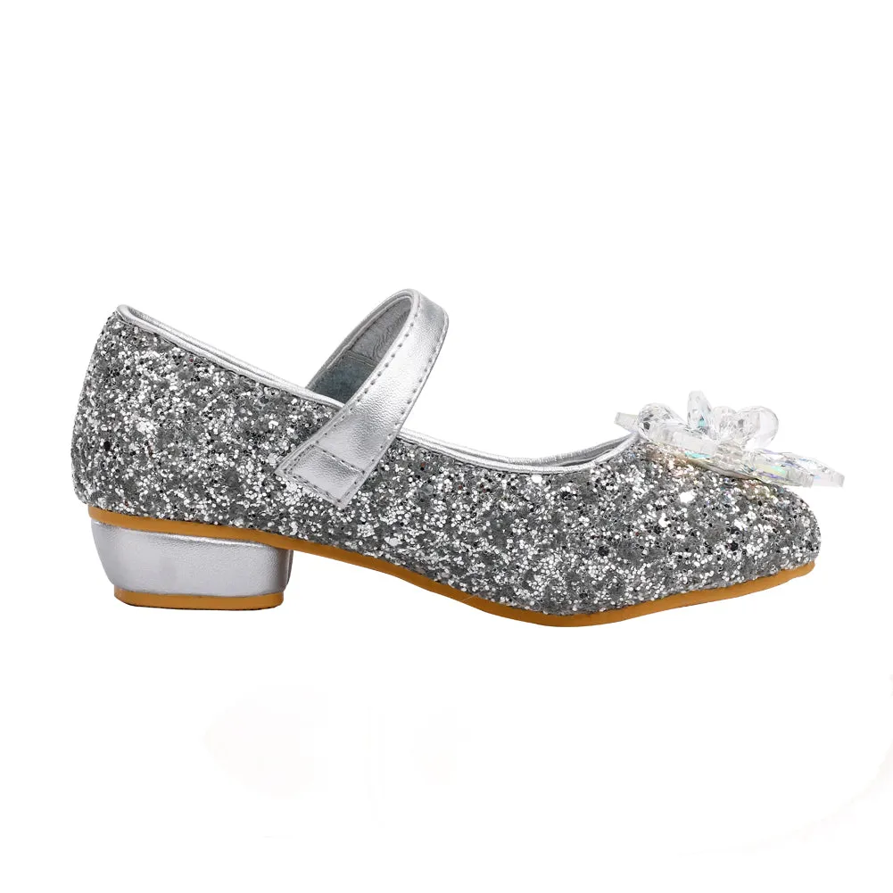 Girls Princess Wedding Party Dress Shoes Mary Jane Low Heel shoes with Rhinestone(Toddler/Little Kid/Big Kid)