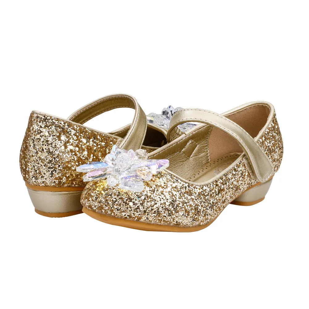 Girls Princess Wedding Party Dress Shoes Mary Jane Low Heel shoes with Rhinestone(Toddler/Little Kid/Big Kid)