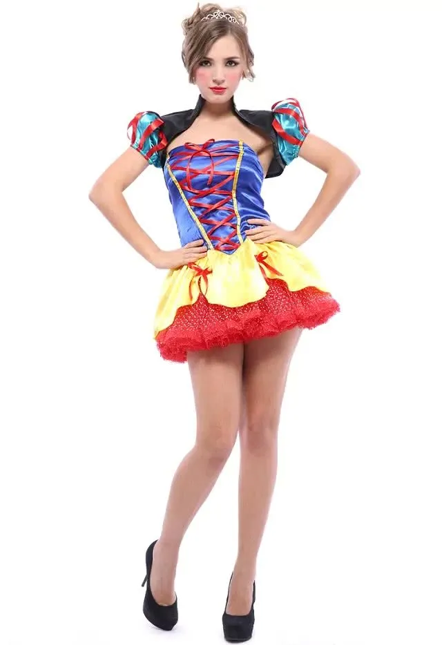New Short Sleeve Snow White Halloween Costume Fairytale Fantasy Classic Uniform