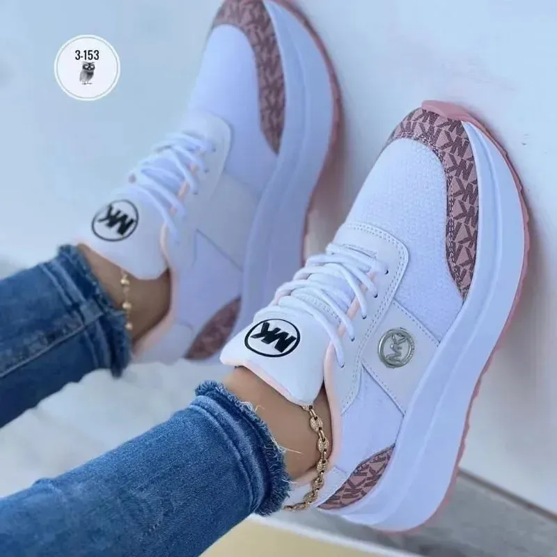 Running Shoes for Women Sneakers Lace-Up Breathable Gym Sports Wedges