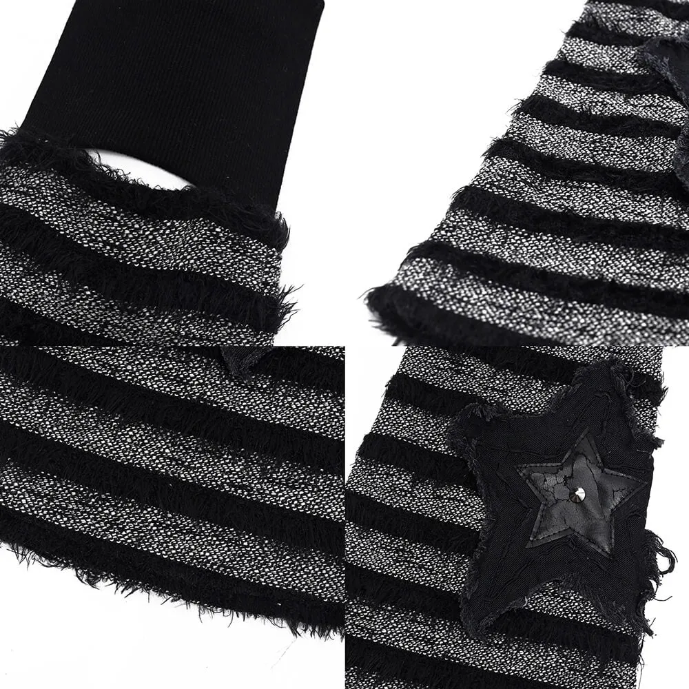 Striped Knit Leg Warmers with Star Appliqué