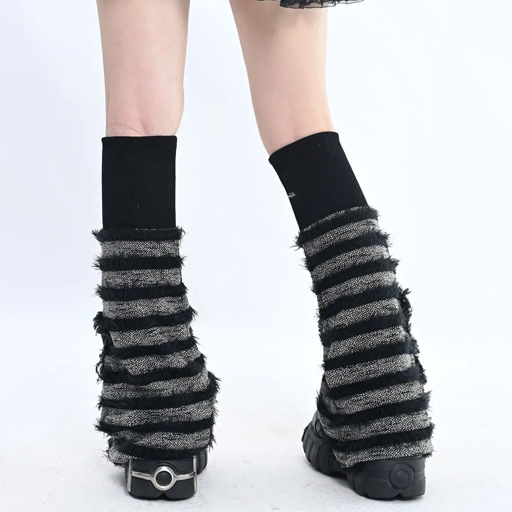 Striped Knit Leg Warmers with Star Appliqué